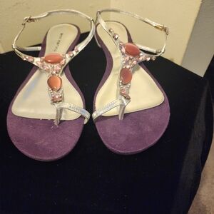 Ann Marino Purple and Silver Sandals